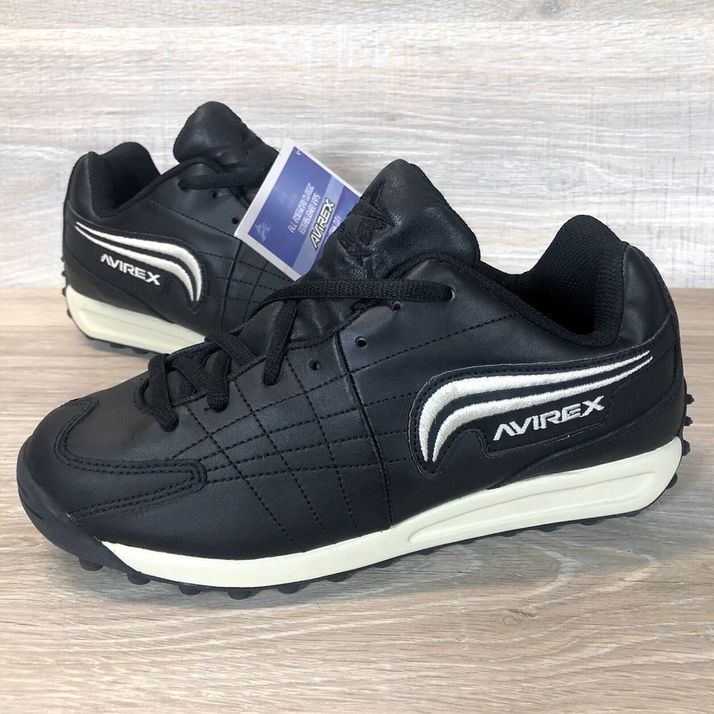 NEW Deadstock Men's AVIREX Rocket 6 Sneakers Shoes Black Cream RARE‎ Size 8 US